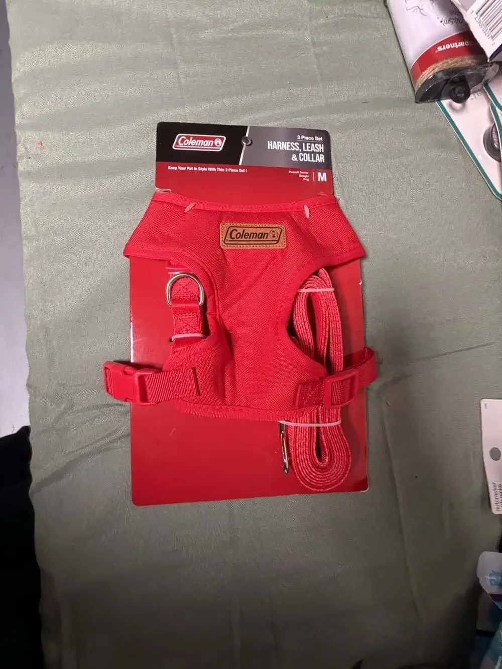 Coleman 3-Piece Pet Harness, Leash & Collar Set Red Medium
